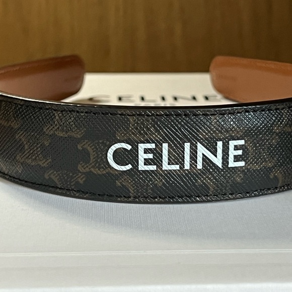 Celine Triomphe Canvas & Calfskin Headband - Picture 3 of 9